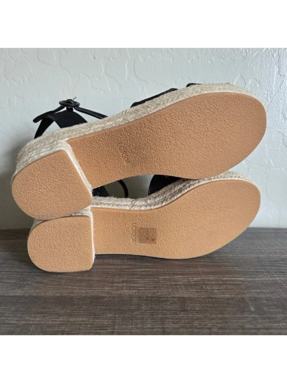 J.Crew Platform Espadrille Block Heeled Sandals Black Size Women's 10 Buckle